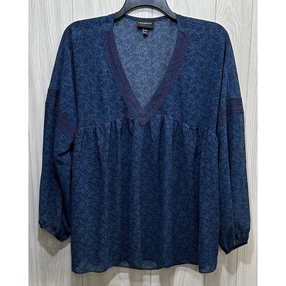 LANE BRYANT Women's (Size 18/20) Semi-Sheer Long Sleeve V-Neck Shirt *Stain* - Picture 1 of 6